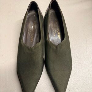Vintage Donald Pliner green fabric shoes, size 6